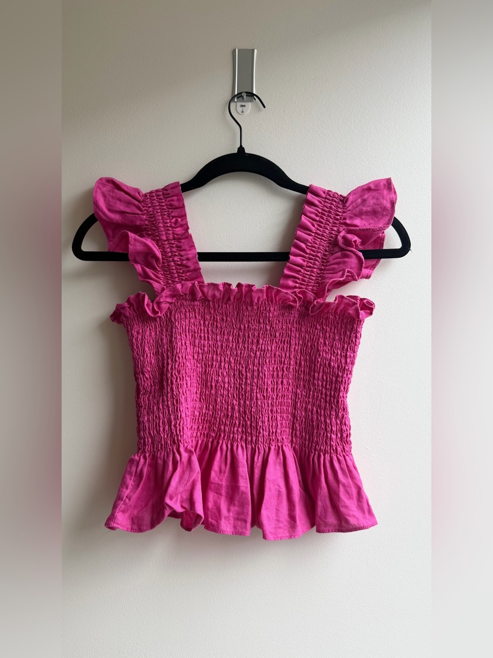 Hill House Pink "The Paz" Linen Nap Top Ruffle sz XS - Picture 8 of 11